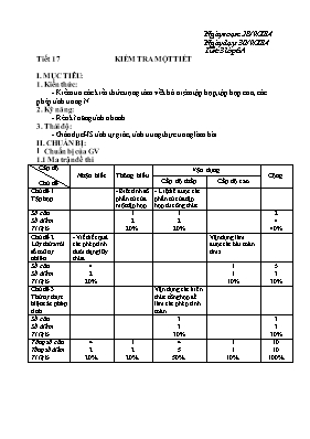 Đề kiểm tra một tiết Toán lớp 6 - Năm học 2014-2015